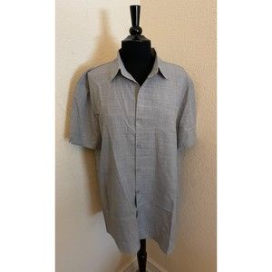 NEW - Men's Button Up Short Sleeve Gray Shirt - Sz XL